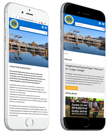 Lions Club Doetinchem responsive website op een iPhone